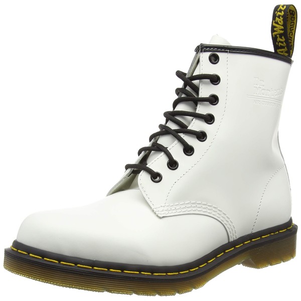 Dr. Martens Unisex 1460 Smooth Leather 8 Eye Boot, White, 6 Women/5 Men