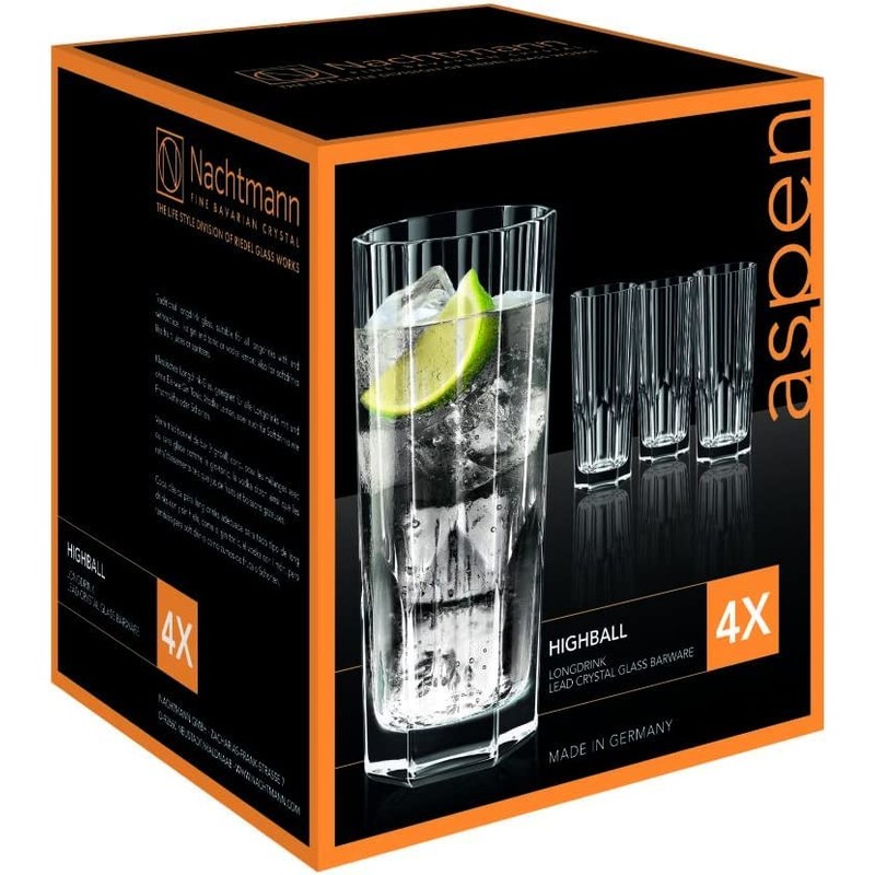 Nachtmann Aspen Collection Highball Glasses, Set of 4, Long Drink
