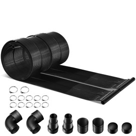 IRONMAX Solar Pool Heater, 2.5 x 10 Feet Above Ground/Inground Pool Heater Collection Panel w/Adapter & Hose Connector, Swimming Pool Heaters Warmer, Black (10 FT)