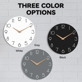 cicininc Wall Clock, White Silent Non-Ticking, Decorative Battery Operated Wall Clocks for Bedroom, Kitchen, Home, Office, School, Hotel (8 Inch)