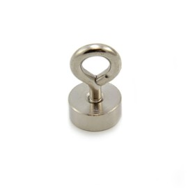 19mm dia Neodymium Clamping Magnet with M5 Eyebolt for Hanging, Holding or Displaying Items - 17kg Pull