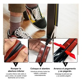 Gvfyy 5M Organizador Y Protector Soporte Cables Para Pisosd-line,Tiras Autoadhesivas Impermeables,Ignífugas Y Resistentes Al Desgaste,Kit Para Ocultar Cables de TV y PC en hogar y Oficina(Color Negro)