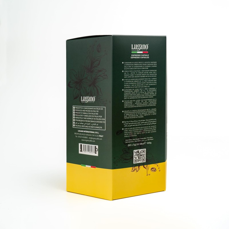 Lugano Espresso Capsules - Classic Blend, Nespresso Compatible, Biodegradable Pods,
