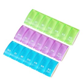 LAJUP 3 Stück Tablettenbox 7 Tage, Wiederverwendbar Pillendose Klein Pillendose Große Fächer Handlicher Und Feuchtigkeitsbeständiger Medikamentendosierer Für Morgens Abends 7 Fächer