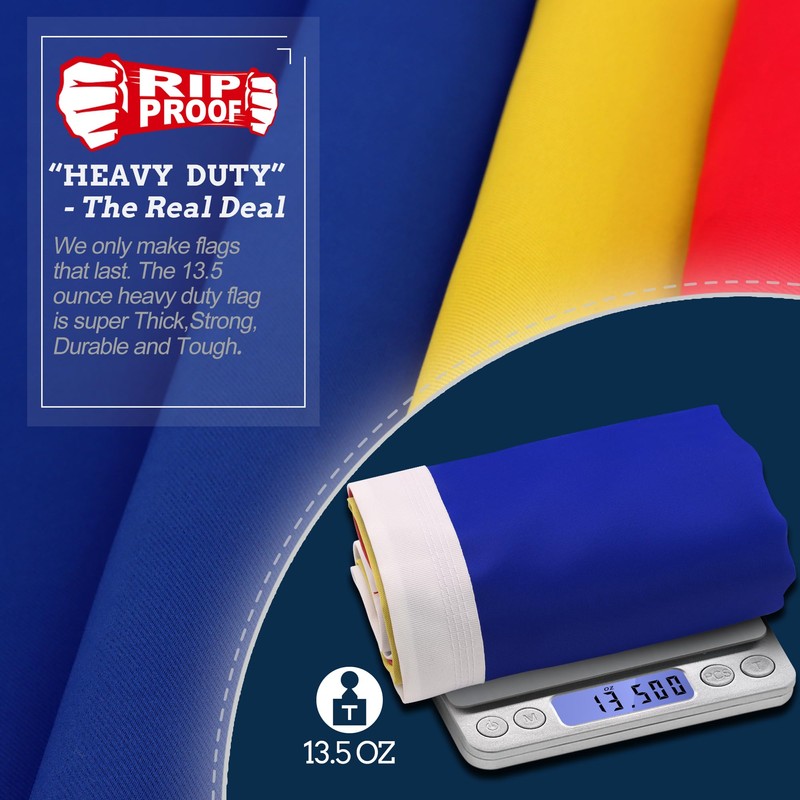 Anley Rip-Proof Double Sided 3-Ply Romania Flag 3x5 Foot -