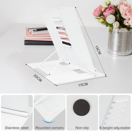 Powmag Reading Stand, Book Stand, Metal, Book Stand, Children, Reading Stand, Height Adjustable, Foldable for Book Stand for Study, Work, Reading, Kitchen Cookbook Holder