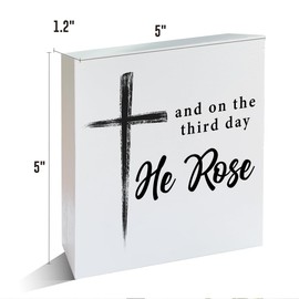 Easter Decor Easter Religious Decorations Christian Easter Wooden Sign for Home Office Table Shelf on the Third Day