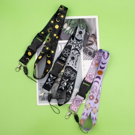 BKBKAAK 3 Packs Moon Breakaway Lanyards for Badge Holder, Keys, Wallets, Quick Release Buckle Detachable Lanyard, Cool Silky Neck Lanyard for Teacher, Student, Office