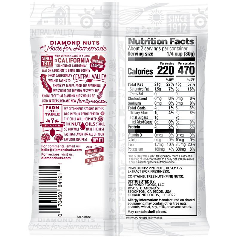 Diamond of California Shelled Pine Nuts, Raw Unsalted Pine Nuts