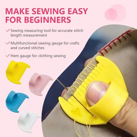 4PCS Edge Stitch Lock & Sewing Gauge, Mini Sewing Finger Ruler for Even Stitches, DIY Stitching kit for Machine Sewing (4mm)