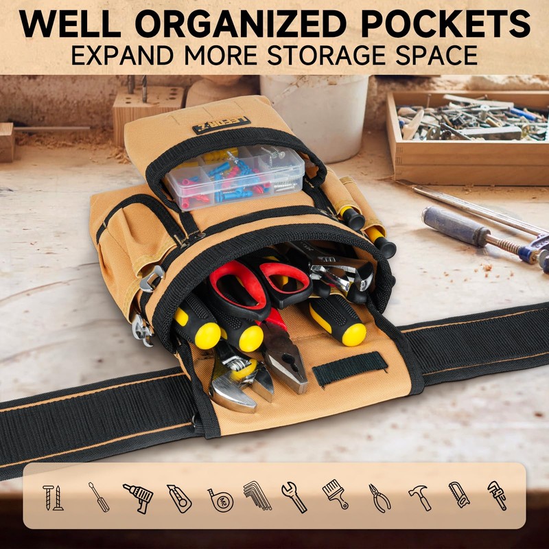 Tool Belt,Magnetic Tool Pouch,27-Pockets Heavy Duty Tool Belts for Men