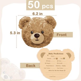 DDLP 50pcs Bear Baby Prediction Cards for Baby Shower Games We Can Bearly Wait Predictions and Advice Cards Gender Neutral