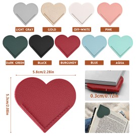 kdafio 9 Pcs Leather Heart Bookmarks, Cute Heart Bookmark Corner Page Book Marks Book Accessories for Women Teachers Students School Office Home Supplies