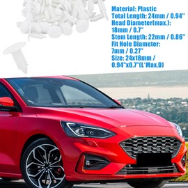 A ABSOPRO 7mm Hole Dia Bolt Rivets Bumper Clips Plastic White(Set of 40)