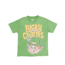 General Mills Lucky Charms Leprechaun Big Girl Boy Kids Matching Family T-Shirt Logo Green 14-16