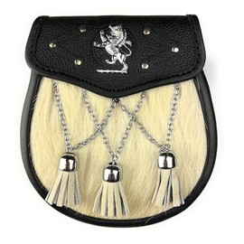 Muaj Sporran offwhite Colour with Lion Badge with Chain Belt