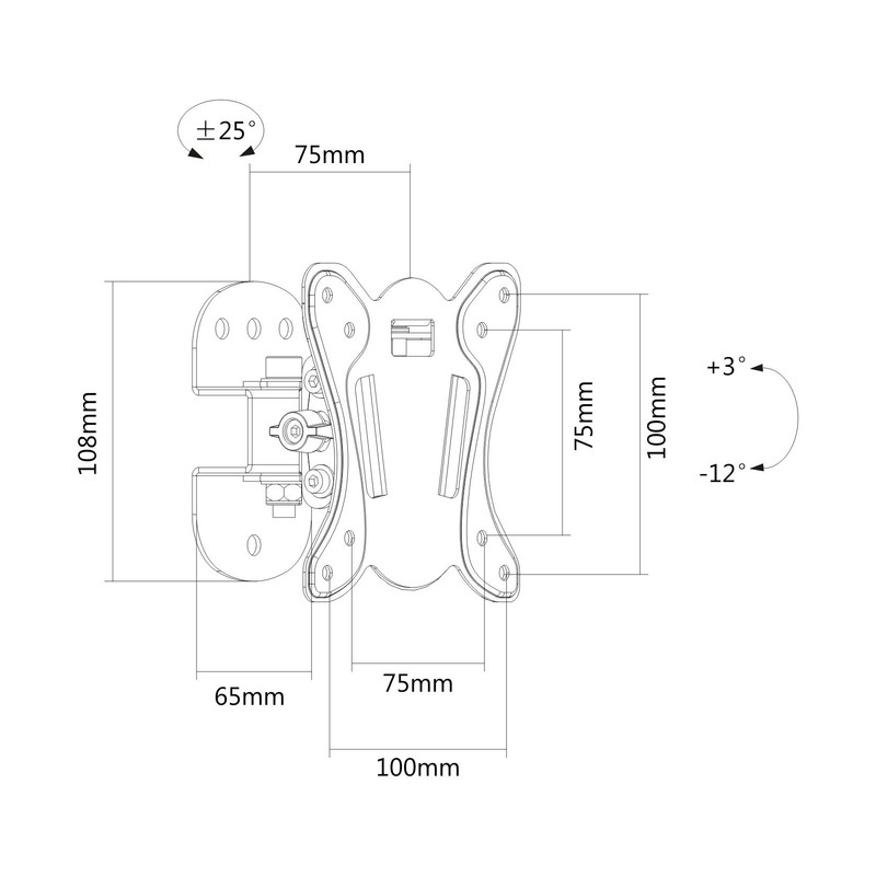 PureMounts® TV Halterung - Swivel - Vesa 100, Wandabstand: 75mm