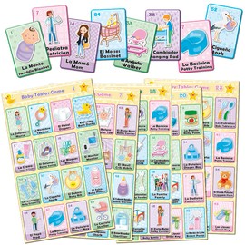 More Fiesta Baby Shower Tablas Game - Bilingual Bingo English and Spanish, for Up to 30 Players
