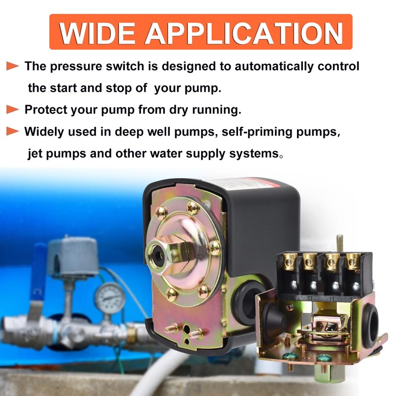 40-60PSI Water Pressure Switch for Well Pump, Heavy Duty 110V
