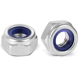 BOUMVID Hexagonal Nuts M5, Pack of 10 Self-Locking Nuts Lock Nuts Stainless Steel 304 Self-Locking Stop Nut Stainless Steel Nut Hexagonal Stop Nuts Lock Nuts DIN985 A2 V2A