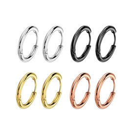 FORMIRAI Hoop Earrings, Women's, Men's, Rings, Fashionable, Popular, 2-piece Set, Hypoallergenic, Metal Hypoallergenic, 316L Stainless Steel, Gauge, Approx. 0.03 inch (20 g), Approx. 0.03 inch (0.8