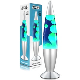 JAMBO 16" Beautiful Lamp- Blue with Yellow/Green Wax, Relaxing Liquid Light, Night Light Nightlight, Home Decor Living Room Office Bedroom Lamp for Adults Teens Kids, Magma Motion