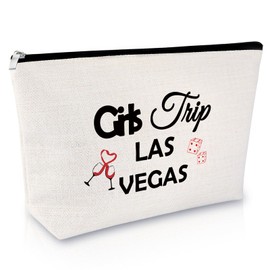 Sfodiary Las Vegas Gift Makeup Bag Vegas Trip Christmas Gifts for Women Las Vegas Themed Gifts Bachelorette Party Gift for Friends Holiday Vacation Gift Weekend Trip Gift for Besties Vegas Party Gift