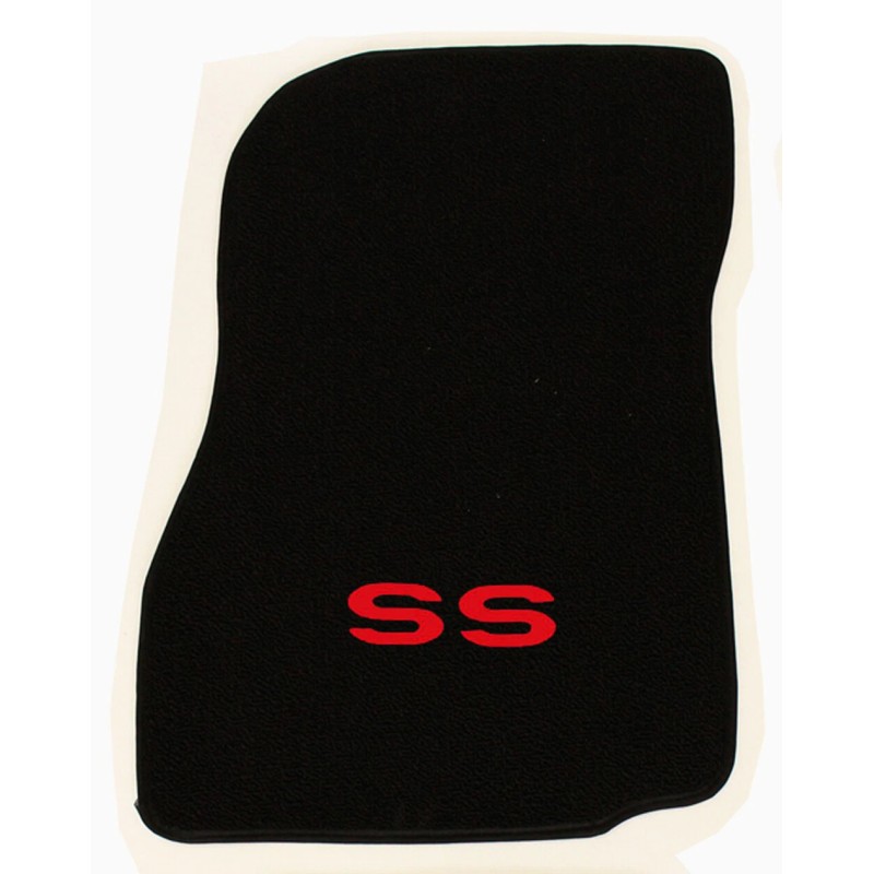 AFM NEW! 1968-1972 CHEVELLE Floor Mats Black Carpet Embroidered RED