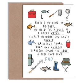 Funny Father’s Day Card for Dad Who Loves Fishing - A5 | Blank Inside with Envelope