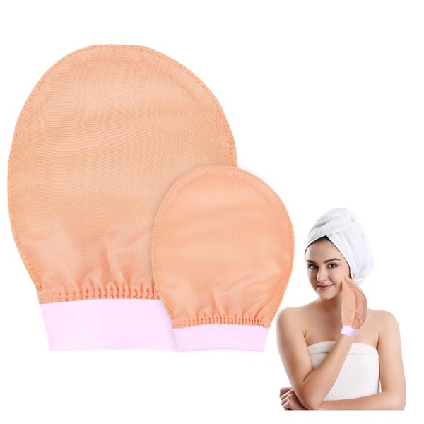 Xiciki 2 Stück Peeling-Handschuhe, Set aus Seide, Peeling-Handschuhe, Gesicht &