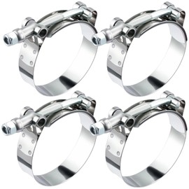 EVIL ENERGY 3.75 Inch T-Bolt Hose Clamps, Stainless Steel 304 Turbo Intake Clamps, 95-103mm Adjustable Range for 3-3/4" Hose ID, Intercooler Radiator Pipe Clamps for Silicone Coolant Hoses, 4PCS