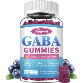 GABA Gummies for Adults, Relaxation, Zzz & Mood – Sugar-Free Calm Gummies with L-Theanine, 5-HTP, Vitamin D3 – Natural Zzz Support, GABA Supplements for Kids, 60 Count
