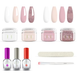 SNS Healthy Natural Nails SNS Dip Powder Nail Kit, Dipping Powder Starter Kit (Pink & Sparkles) - Long-Lasting Dip Nail Colors for Stronger Nail Beds - Dip Powder Nail Color for At-Home DIY Nail Enthusiasts