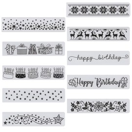 Ehuihuan Embossing Stencils, Embossing Stamp, 15 x 3 cm Embossing Folder, Embossing Folder, Plastic Embossing Stencils for Photo Envelopes and Card Embossing, Pack of 10