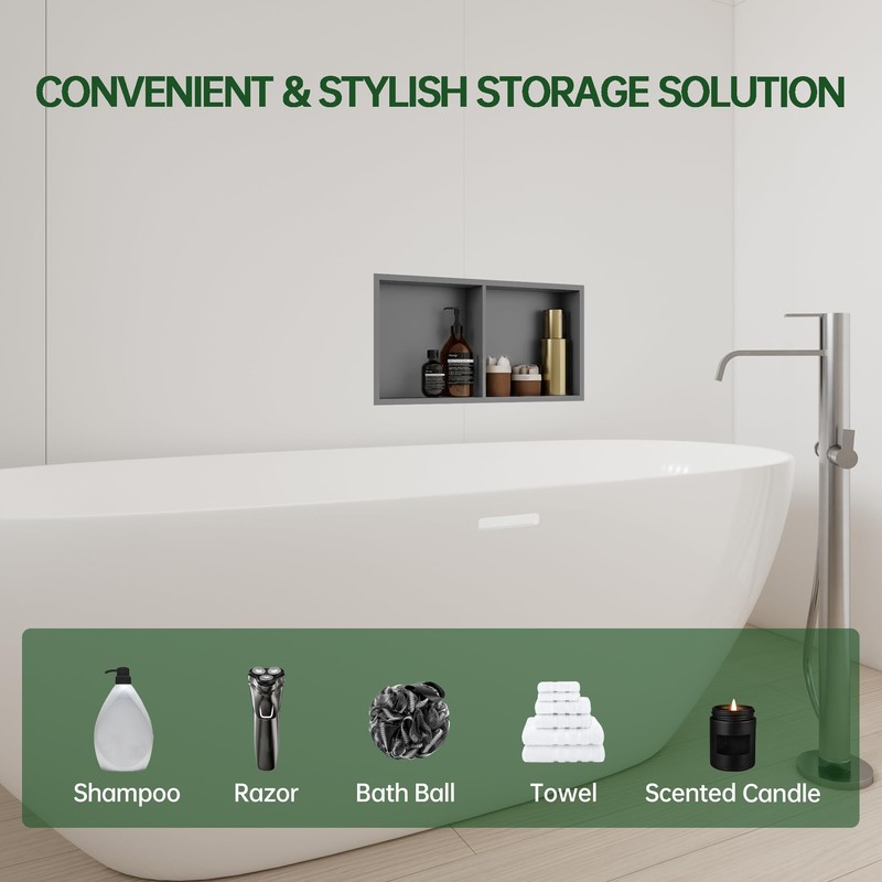 SUPERFLO Stainless Steel Shower Niche 12" X 36", No Tile