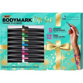 Bic New ! BIC BodyMark Temporary Tattoo Kit, 9 Markers & 6 Stencil Sheets