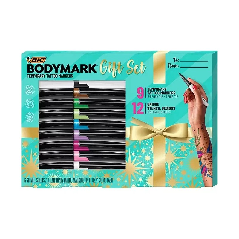 Bic New ! BIC BodyMark Temporary Tattoo Kit, 9 Markers