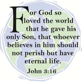 for God so Loved The World - John 3:16 KJV - Picture Art - Peel & Stick Vinyl Wall Decal Sticker Size : 10 Inches X 10 Inches - 22 Colors Available