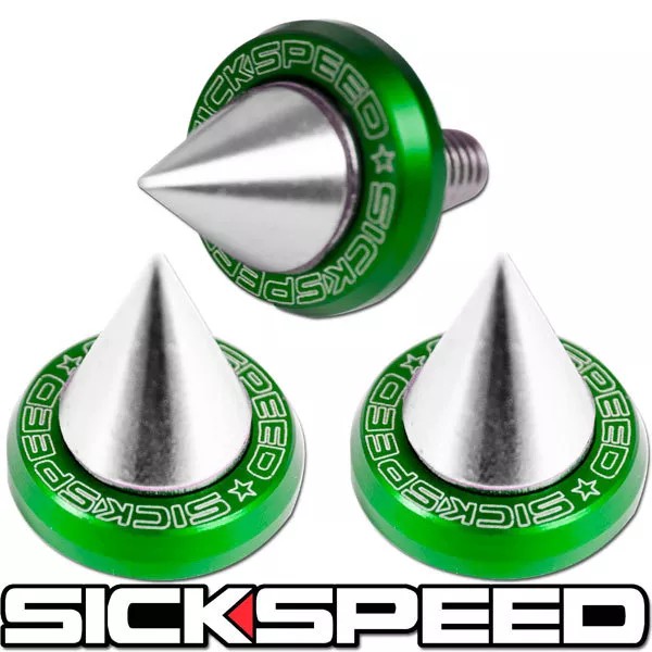 SICKSPEED 3 PC GREEN 5MM WINDSCREEN FENDER WASHER BOLT KIT
