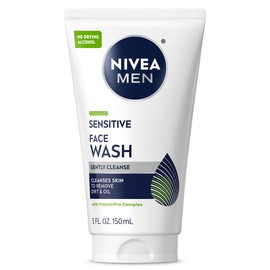 NIVEA Men Limpiador facial sensible, limpia sin secar la piel sensible, botella de 5 onzas líquidas                                                   