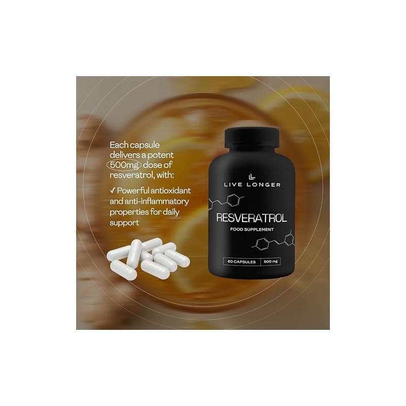 Resveratrol 500mg – 60 Vegan Capsules – 1 Month Supply