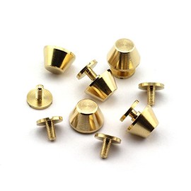 LQ Industrial 25-Pack 1/2" Purse Handbag Feet Nailhead Flat Stud Solid Brass Screw-Back Spike Metal Cone Studs Rivet Leather Craft DIY