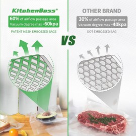 KitchenBoss Sacchetti Sottovuoto per Alimenti 20x30 cm 80 Buste：Sacchetti Sottovuoto Alimenti Goffrati per Conservazione, Compatibili con Macchine per Sottovuoto, Buste Sottovuoto Alimenti 175 µm
