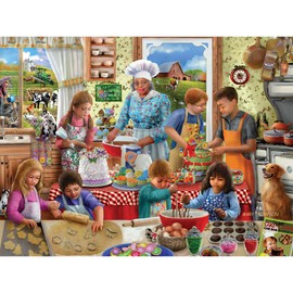 Bits and Pieces – Maggie's Cooking Class Jigsaw Puzzle for Adults – Kitchen Baking Scene by Mary Thompson – Family Cooking, Children Dog Random Die-Cut Pieces