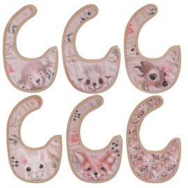 Maiwa 6 Pack Waterproof Cotton Baby Bibs for Girls Boys for Drooling Eating with Adjustable Buttons