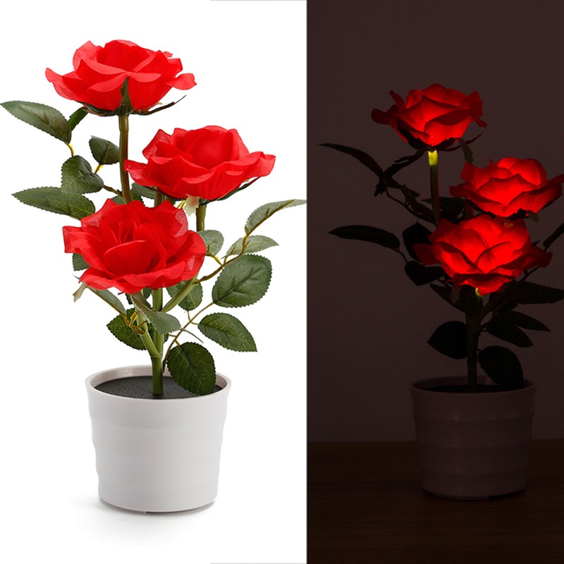 Solar Decorative Light Pot LED Simulation Flower Lights Outdoor for