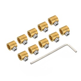 PATIKIL 3.3mm Hole Wire Rope Clips Set, 10 Pcs Brass Single Holes Lock Cable Clamps Clip with M4x0.7 Hexagon Screws Spanner for Cable DIY Fittings, Brass