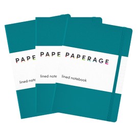 PAPERAGE Lined Journal Notebook, 3 Pack, (Turquoise), 160 Pages, Medium 5.6 in x 8 in - 100 GSM Thick Paper – Hardcover Journaling Notebook for Work, School & Note Taking
