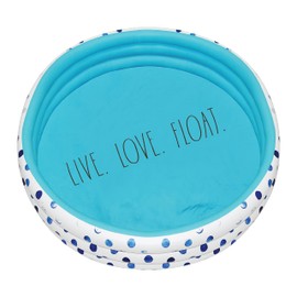 Rae Dunn x CocoNut Float Indigo Polka Dot Mini Pool - Live Love Float Theme - Inflatable Swimming Pool for Kids - Great Splash Pool for Backyard, Summer Parties & Swim Events