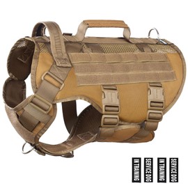 DNALLRINO Tactical Dog Harness for Medium Large Dogs, Breathable Air Mesh Dog Vest Harness, Military Dog Vest with Two Handles, Large Hook and Loop Panels for DIY Patch with No Pull Buckle
